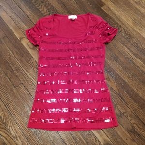EUC red sequin Candies short sleeve shirt!